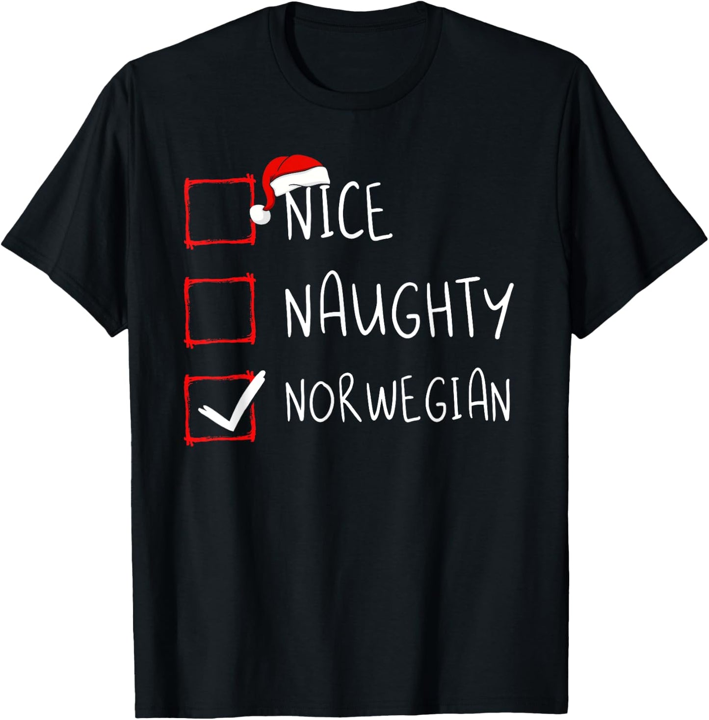 Nice Naughty Norwegian Christmas Norway Heritage Roots T-Shirt - T-Shirt | Black