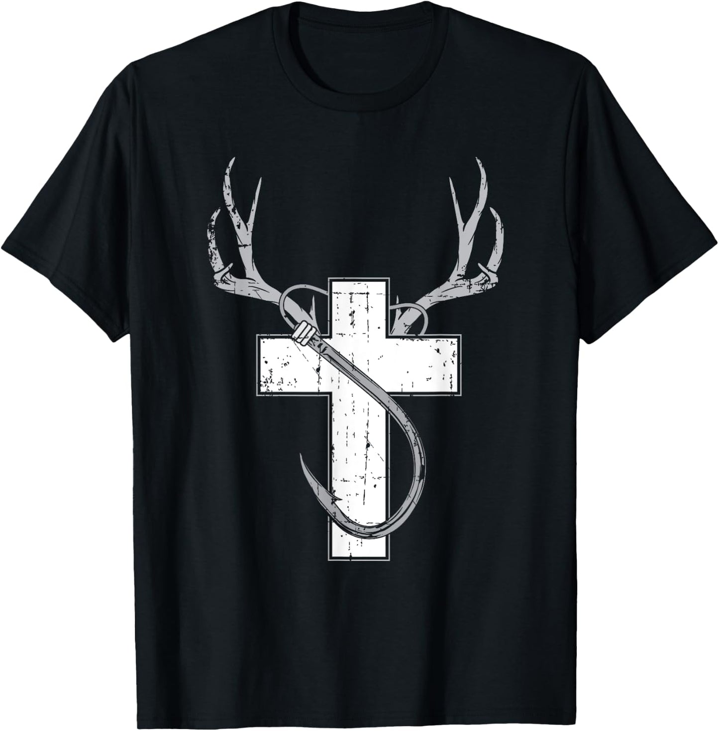 Cool Religious Hunter Outdoor Fishermen Adventure Funny Christian Hunting Fishing Lover Gift T-Shirt - T-Shirt | Black
