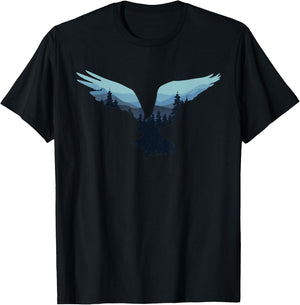 Beautiful Flying Eagle Night Sky Forest Bird Silhouette T-Shirt - T-Shirt | Black