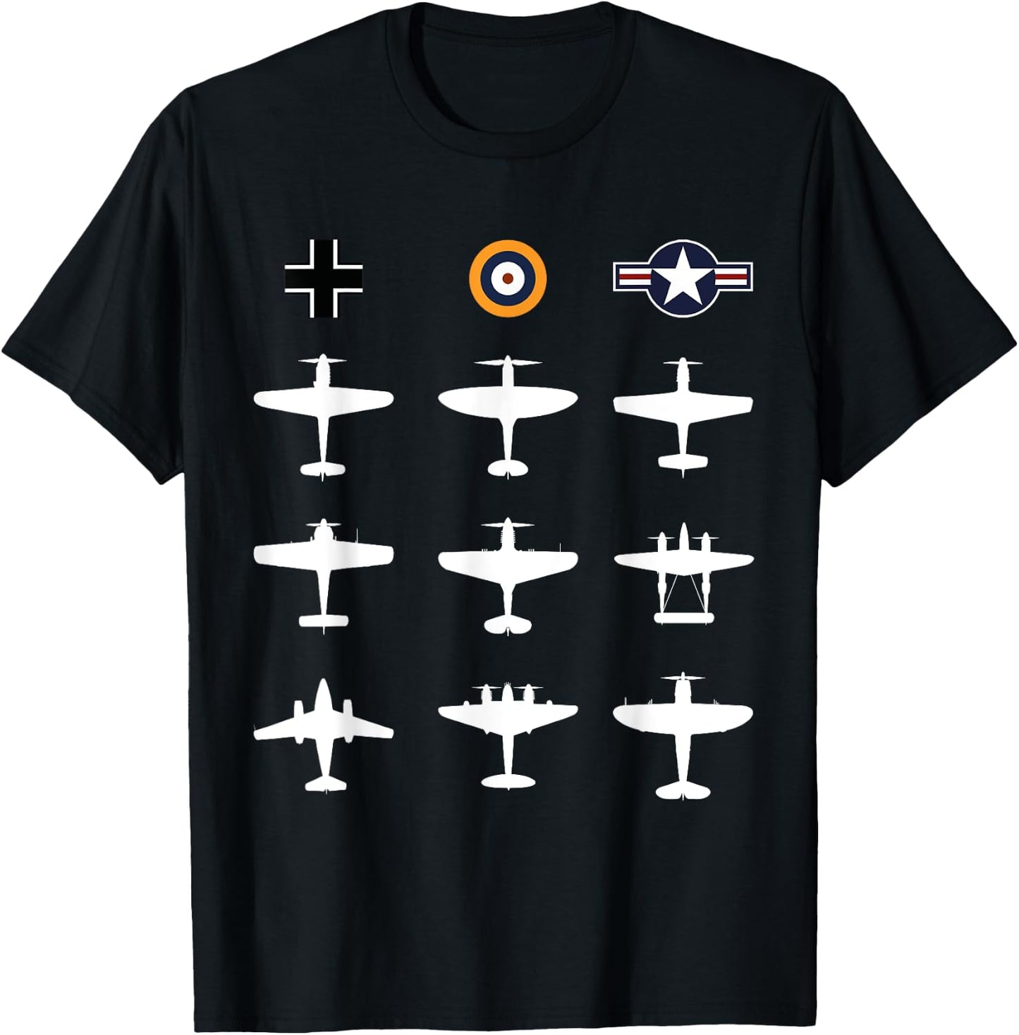 WW2 Warbird GATHERING Messerschmitt Mustang Spitfire Gift T-Shirt - T-Shirt | Black