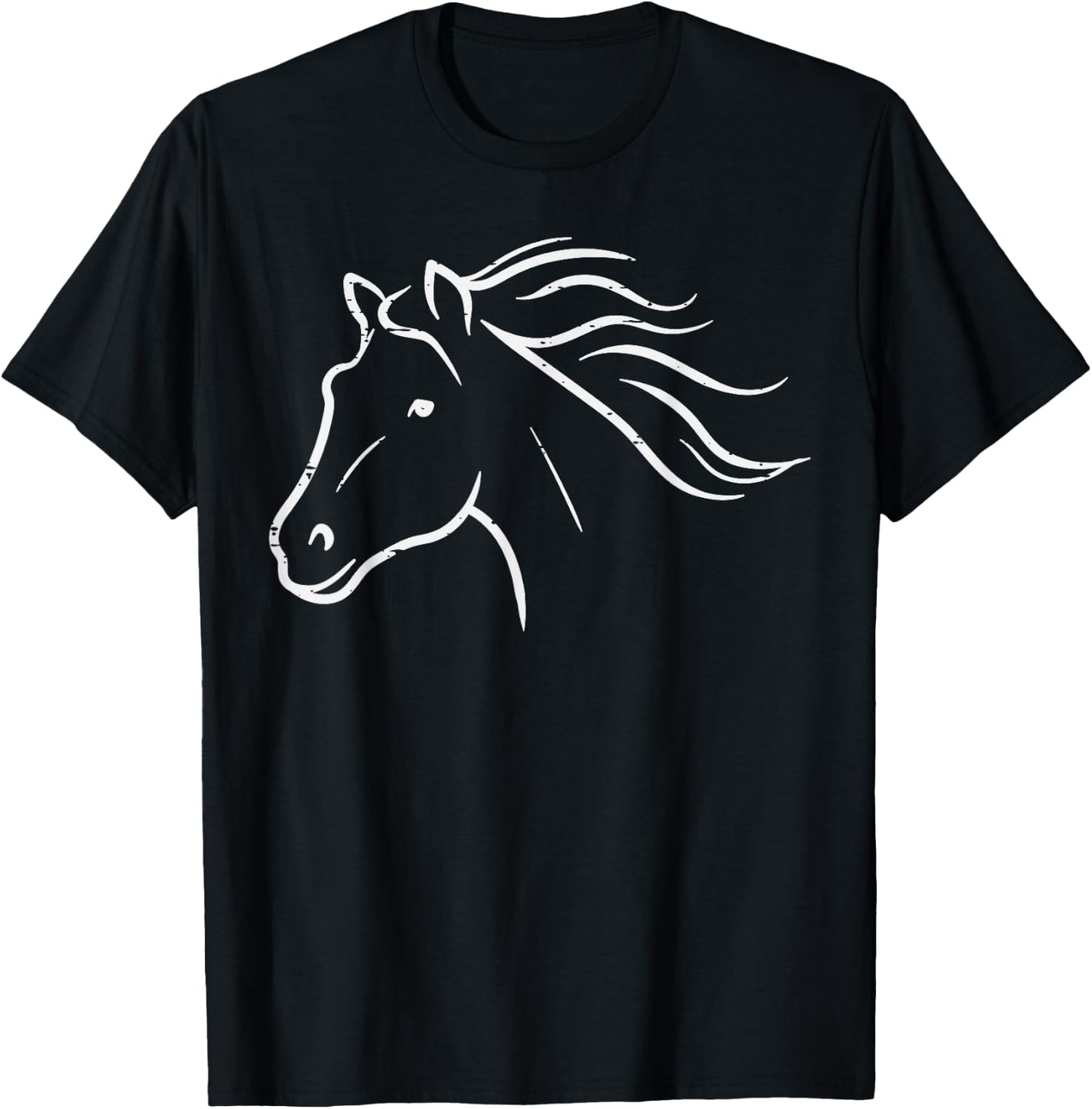 Minimal Horse Head Animal Riding Equestrian Men Women Kids T-Shirt - T-Shirt | Black