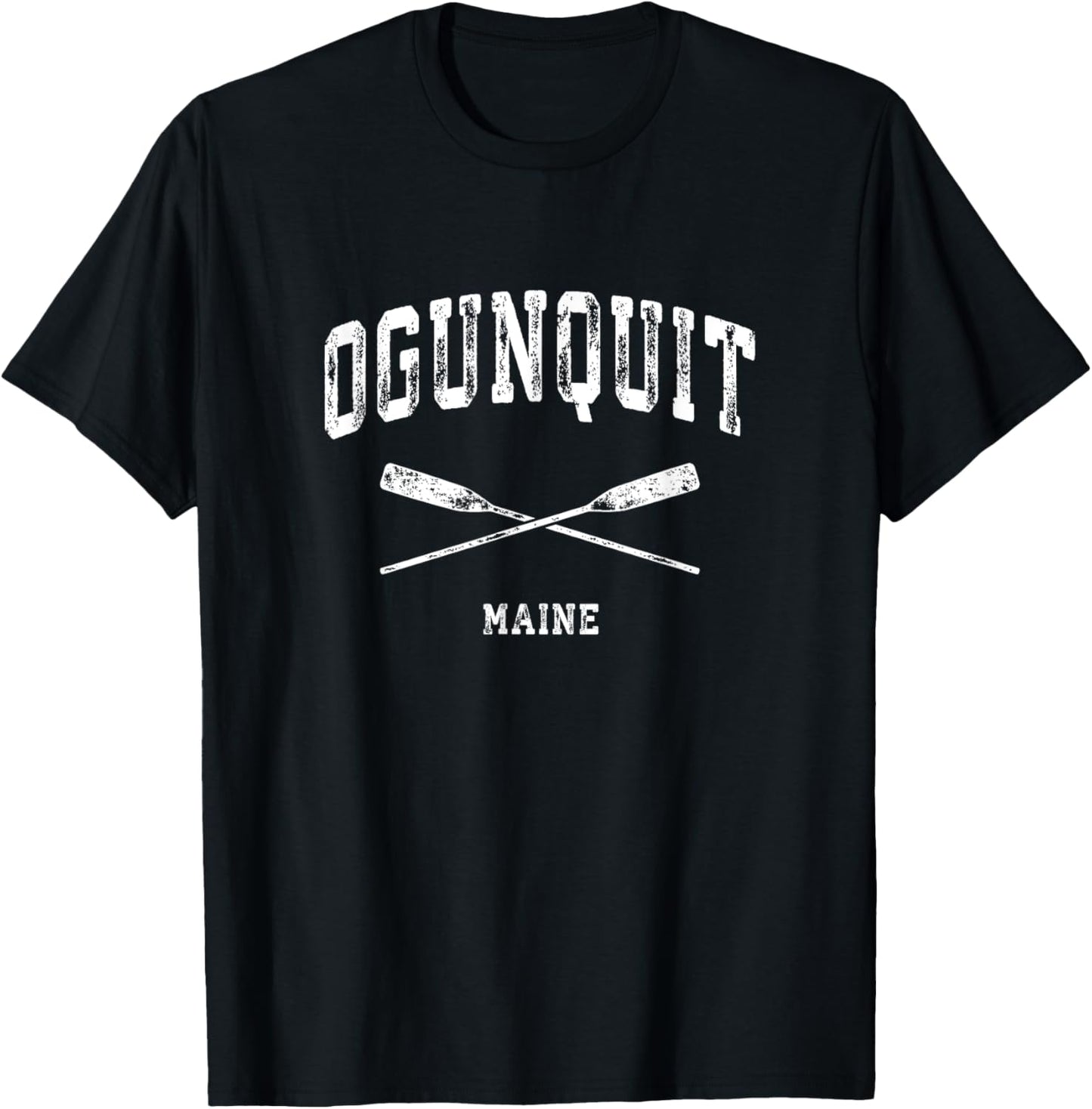 Ogunquit Maine Vintage Nautical Crossed Oars T-Shirt - T-Shirt | Black