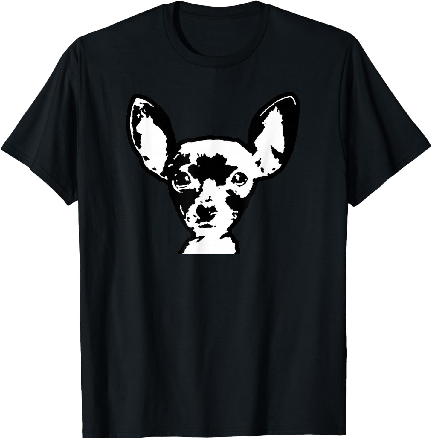 Chihuahua Shirt Black & White Dog Art Face Women Girls Kids T-Shirt - T-Shirt | Black
