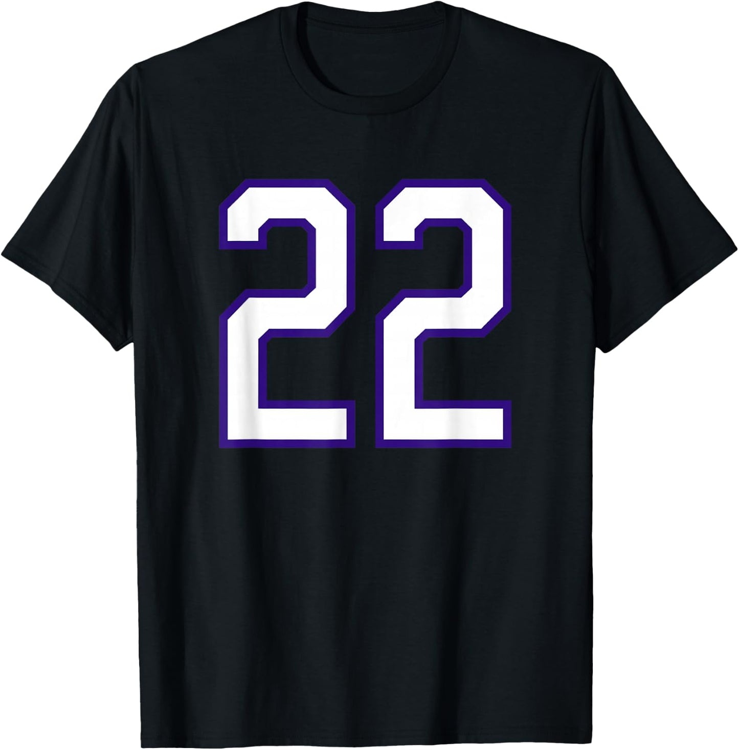 White Purple Sports Team Number #22 T-Shirt - T-Shirt | Black