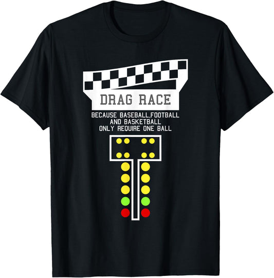 Drag Racing | Car Shirt | Racing - Adults, Black, Small, Short Sleeve, , Sports, Christmas T-Shirt - T-Shirt | Black