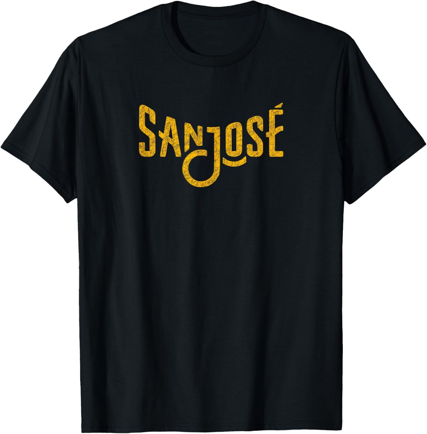 San Jose Logo Distressed (Yellow) - San Jose, California T-Shirt - T-Shirt | Black