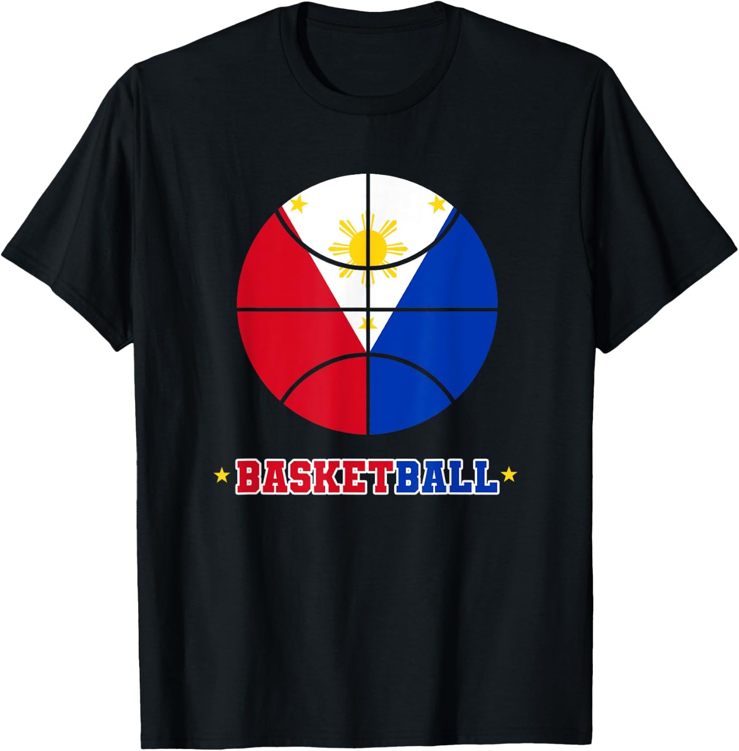 Philippines Filipino Sport Basketball Basket Ball Proud Flag T-Shirt - T-Shirt | Black