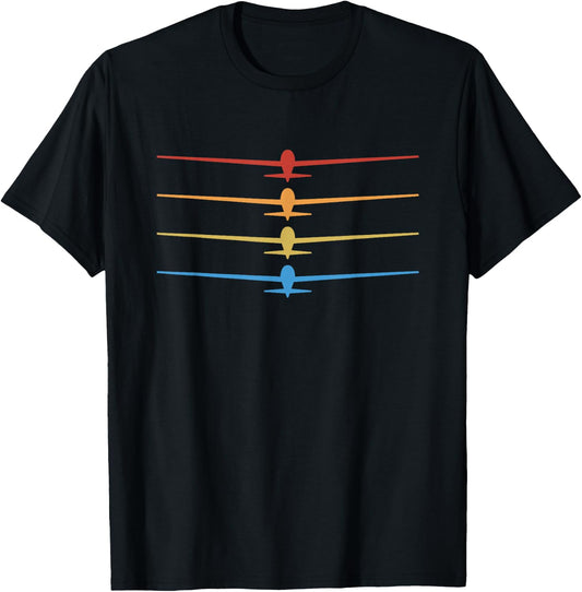 Retro glider, sailor, plane, gift, glider T-Shirt - T-Shirt | Black
