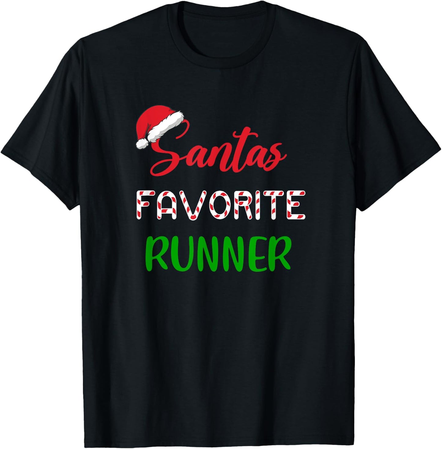 Santa's Favorite Runner Christmas Cross Country T-Shirt - T-Shirt | Black