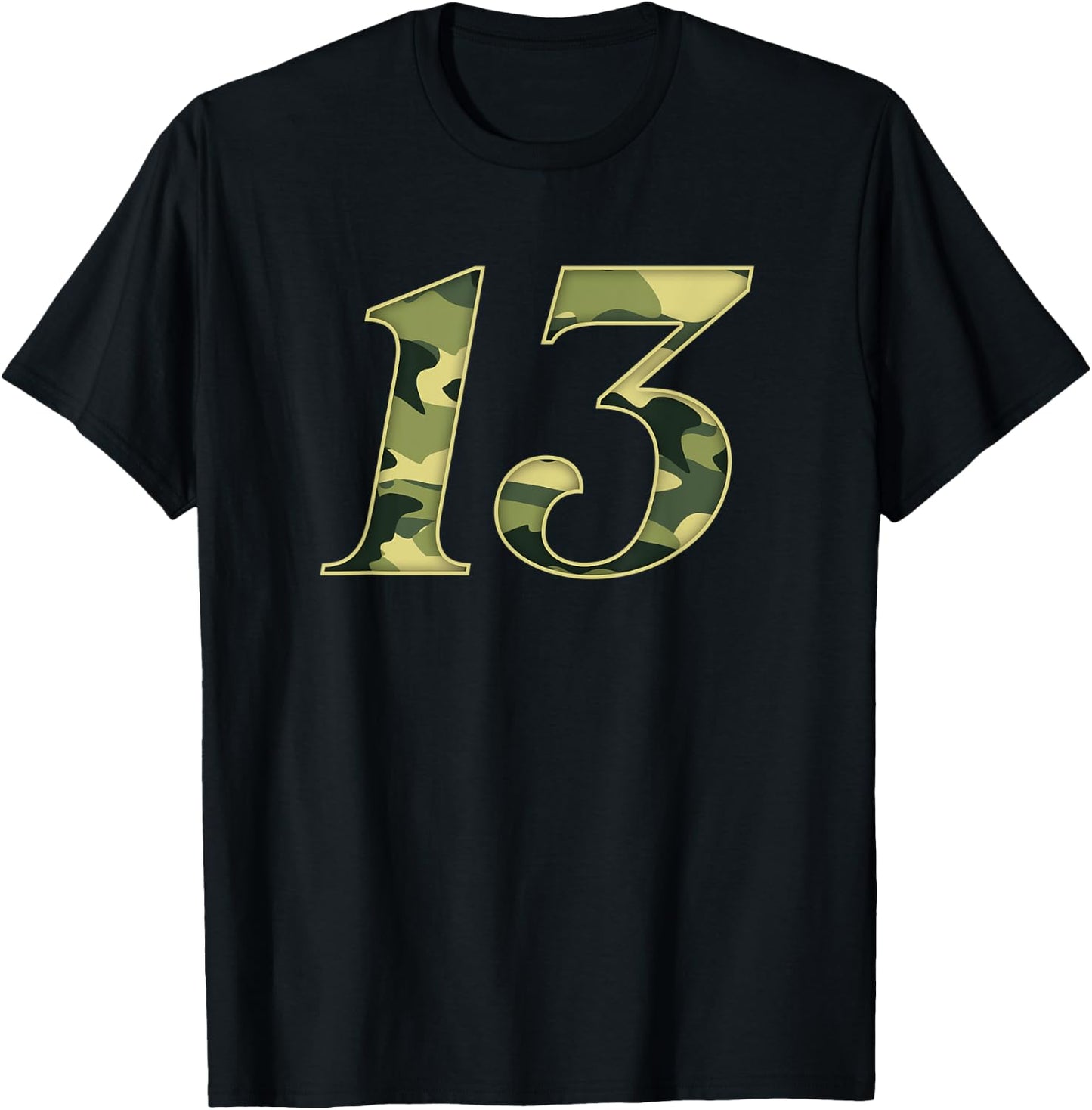 13th Birthday Soldier 13 Years Boy Girl Military Themed Camo T-Shirt - T-Shirt | Black