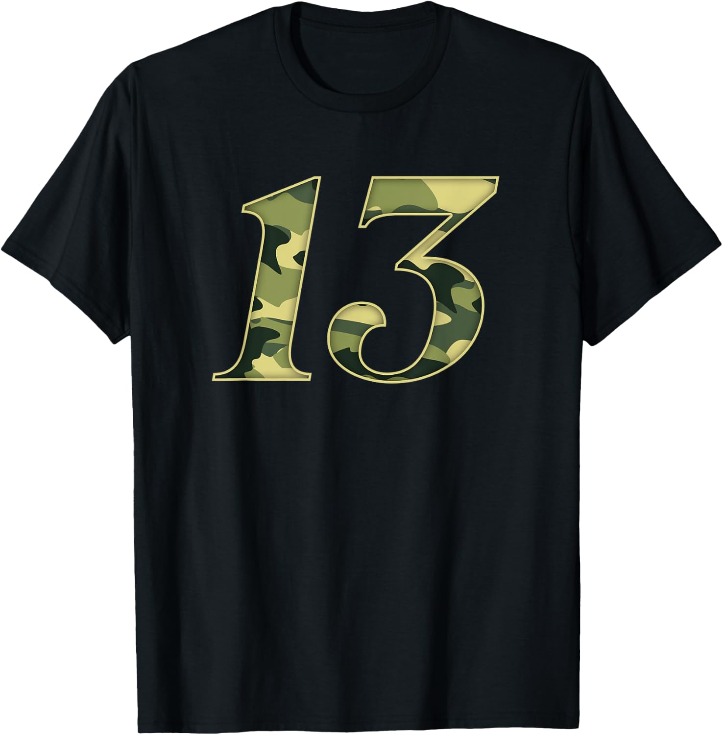 13th Birthday Soldier 13 Years Boy Girl Military Themed Camo T-Shirt - T-Shirt | Black