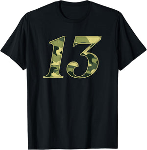 13th Birthday Soldier 13 Years Boy Girl Military Themed Camo T-Shirt - T-Shirt | Black