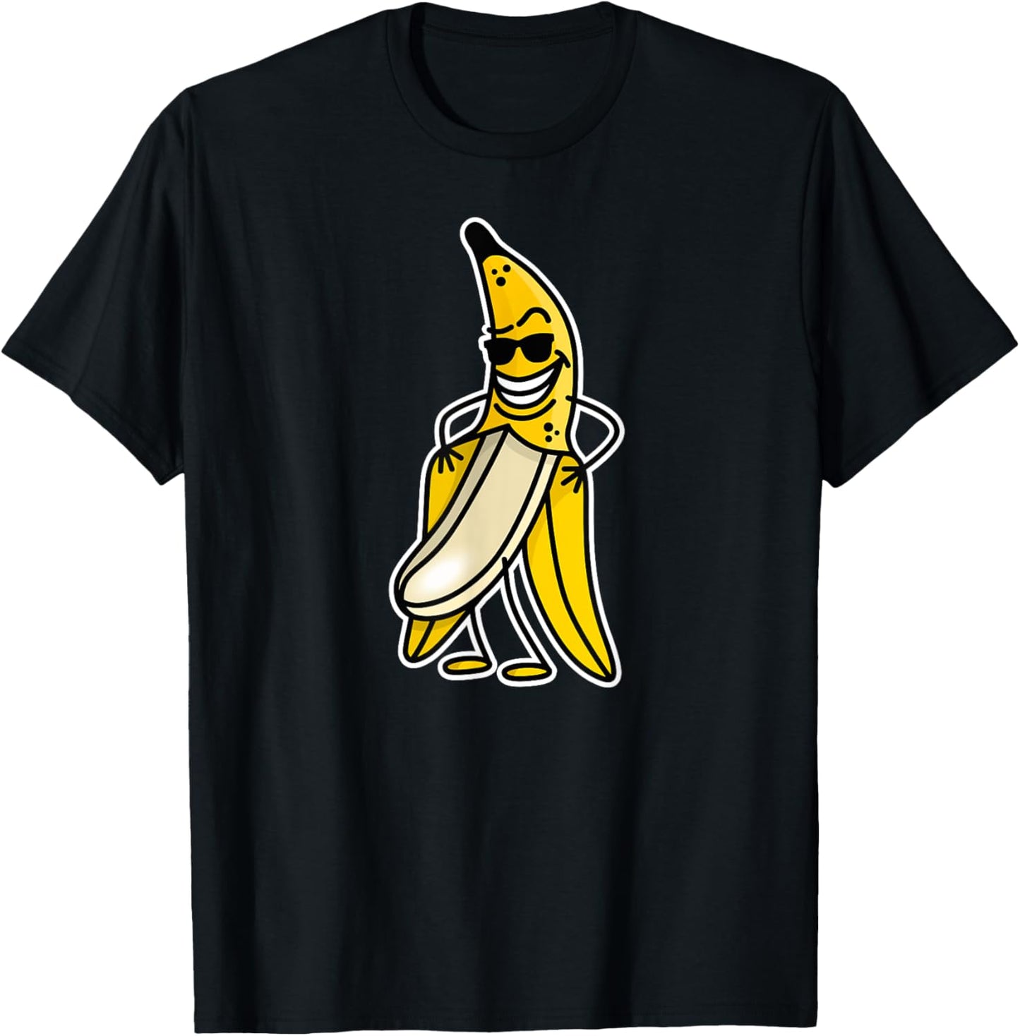 Funny naked banana flashing banana stripper streaker cartoon T-Shirt - T-Shirt | Black