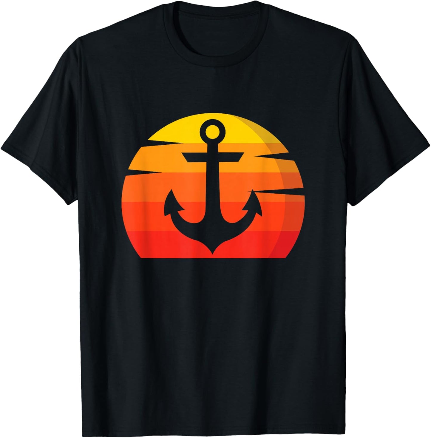 Anchor Sunset Captain Anchor Boat Sail Maritime Anchor T-Shirt - T-Shirt | Black