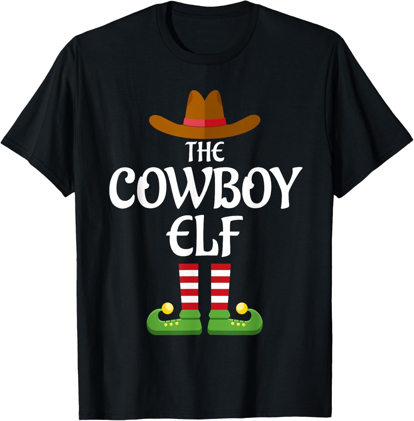 Cowboy Elf Family Matching Group Christmas Country T-Shirt - T-Shirt | Black