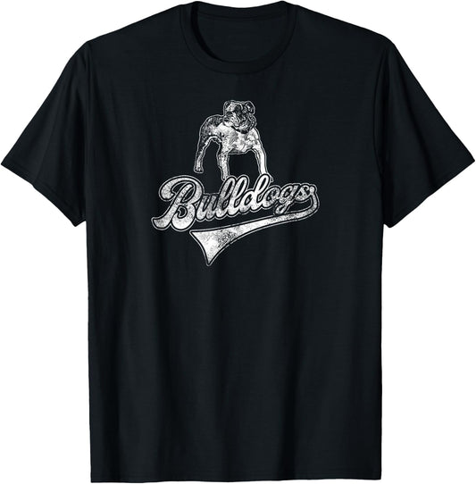 Bulldogs School Sports Fan Team Spirit Mascot Vintage T-Shirt - T-Shirt | Black