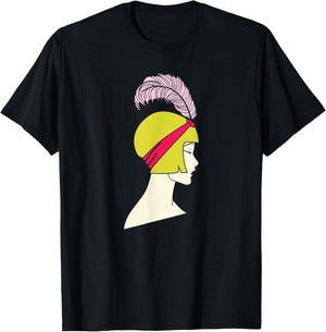 Flapper - Art Deco Girl Artsy Roaring Twenties T-Shirt - T-Shirt | Black