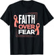 Faith Fear Peach Ribbon Endometrial Cancer Awareness T-Shirt - T-Shirt | Black