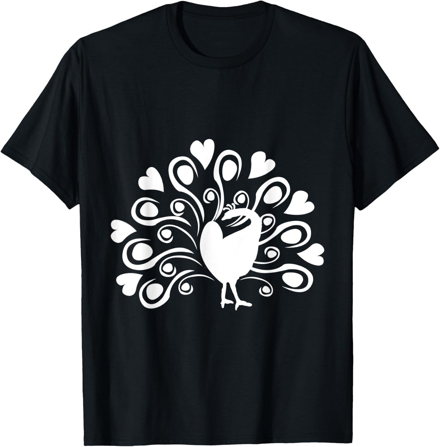Peacock Butterfly With Heart Plumage Bird Lover Bird T-Shirt - T-Shirt | Black