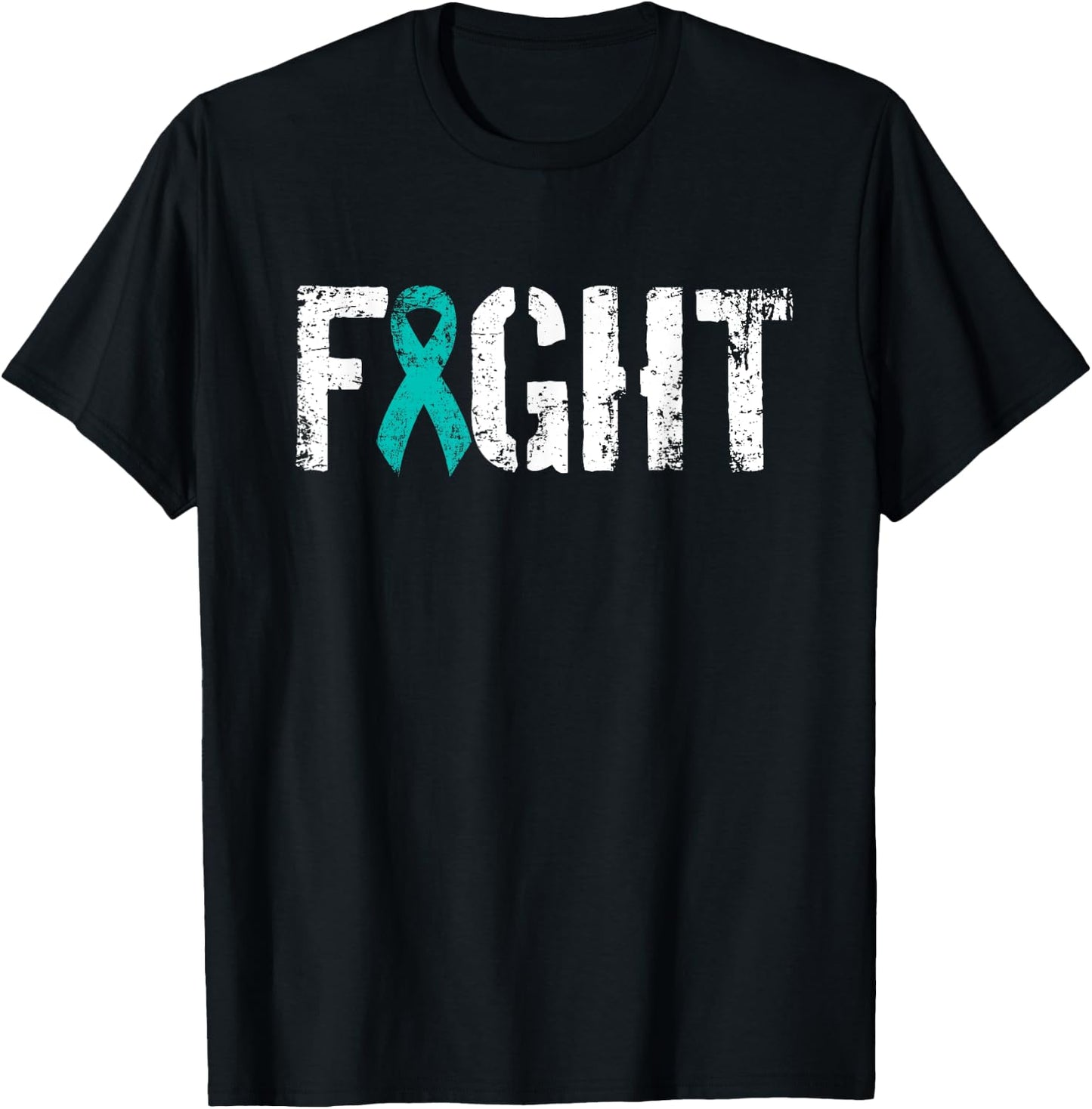 Fight Ovarian Cancer - Military Style Awareness Ribbon T-Shirt - T-Shirt | Black