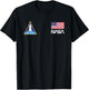 Retro NASA, Space Shuttle, American Flag Logo T shirt T-Shirt - T-Shirt | Black