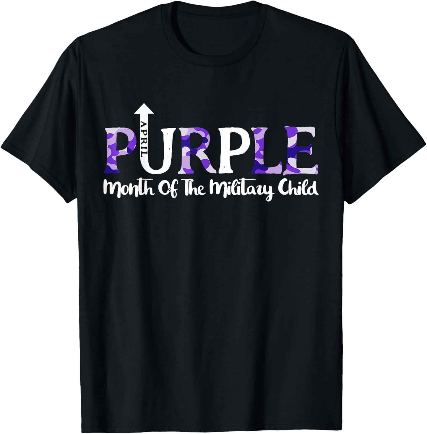 Purple Up T Shirt Month Of Military Child Kids Awareness T-Shirt - T-Shirt | Black