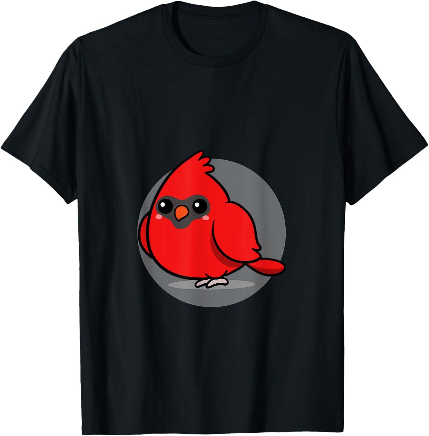Cute Kawaii Aesthetic Northen Cardinal Bird T-Shirt - T-Shirt | Black