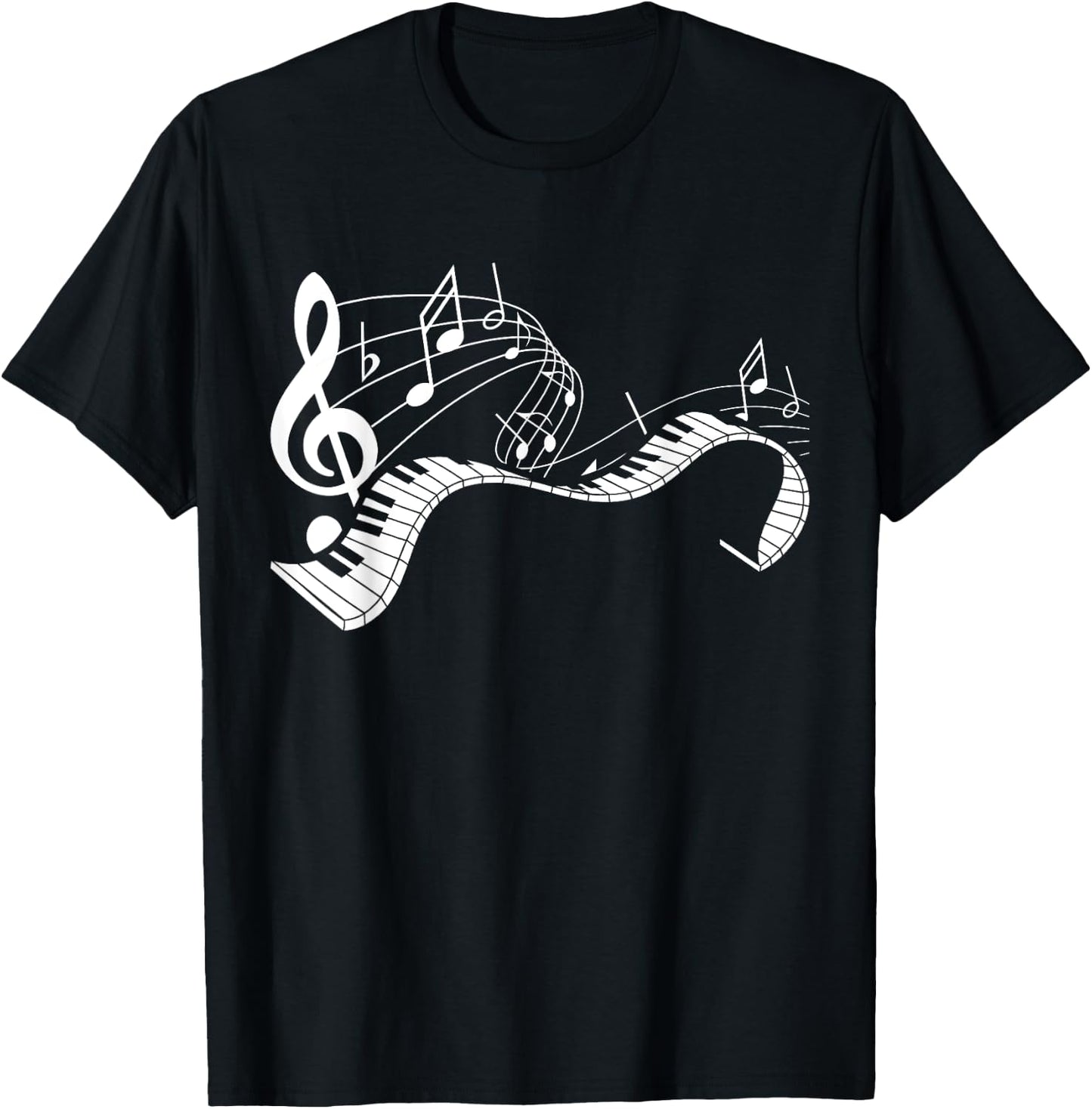 Music Notes Keyboard Pianist Classical Musician Piano T-Shirt - T-Shirt | Black