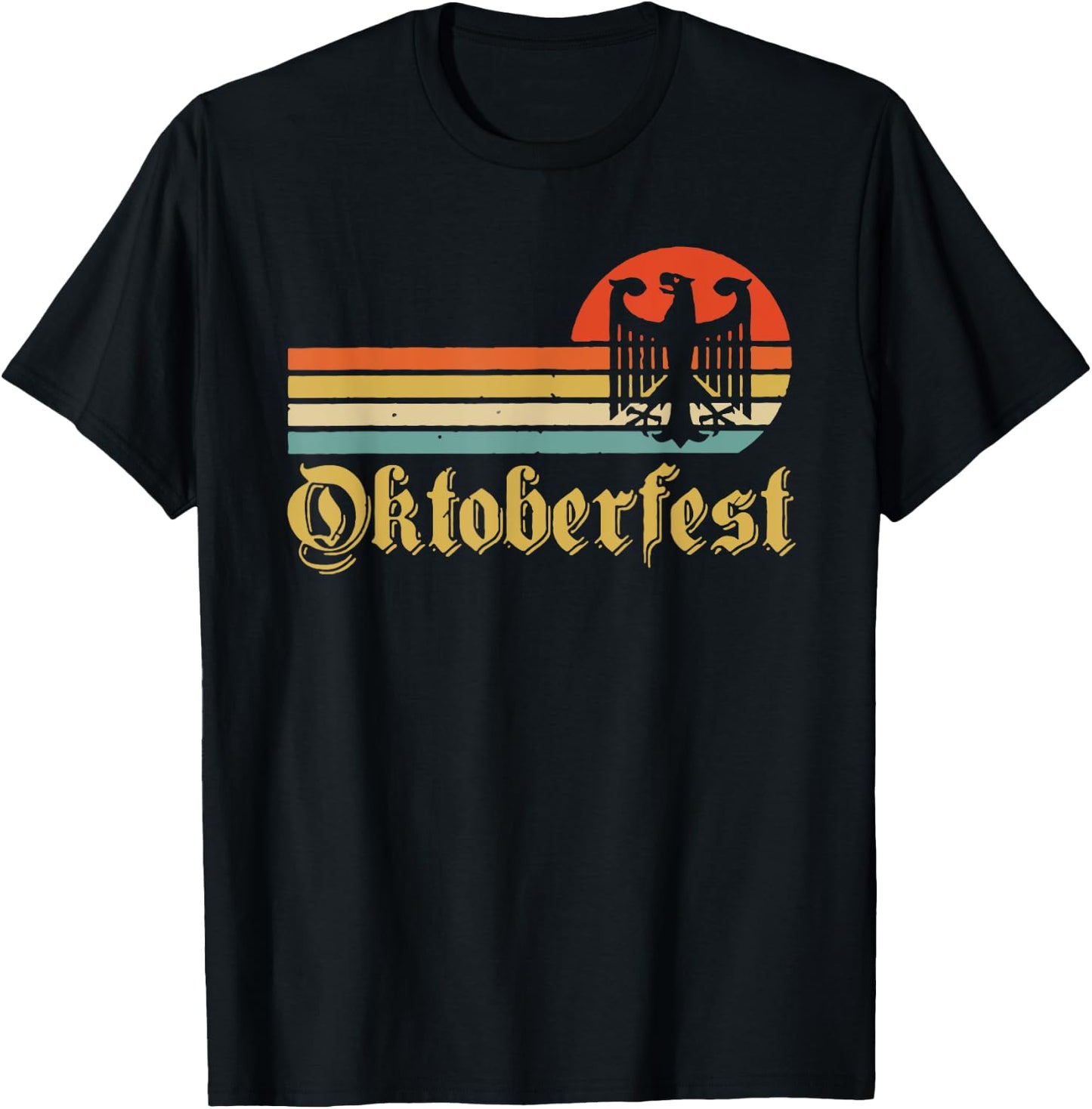 Vintage Oktoberfest Men Women German Flag Beer Drinking T-Shirt - T-Shirt | Black