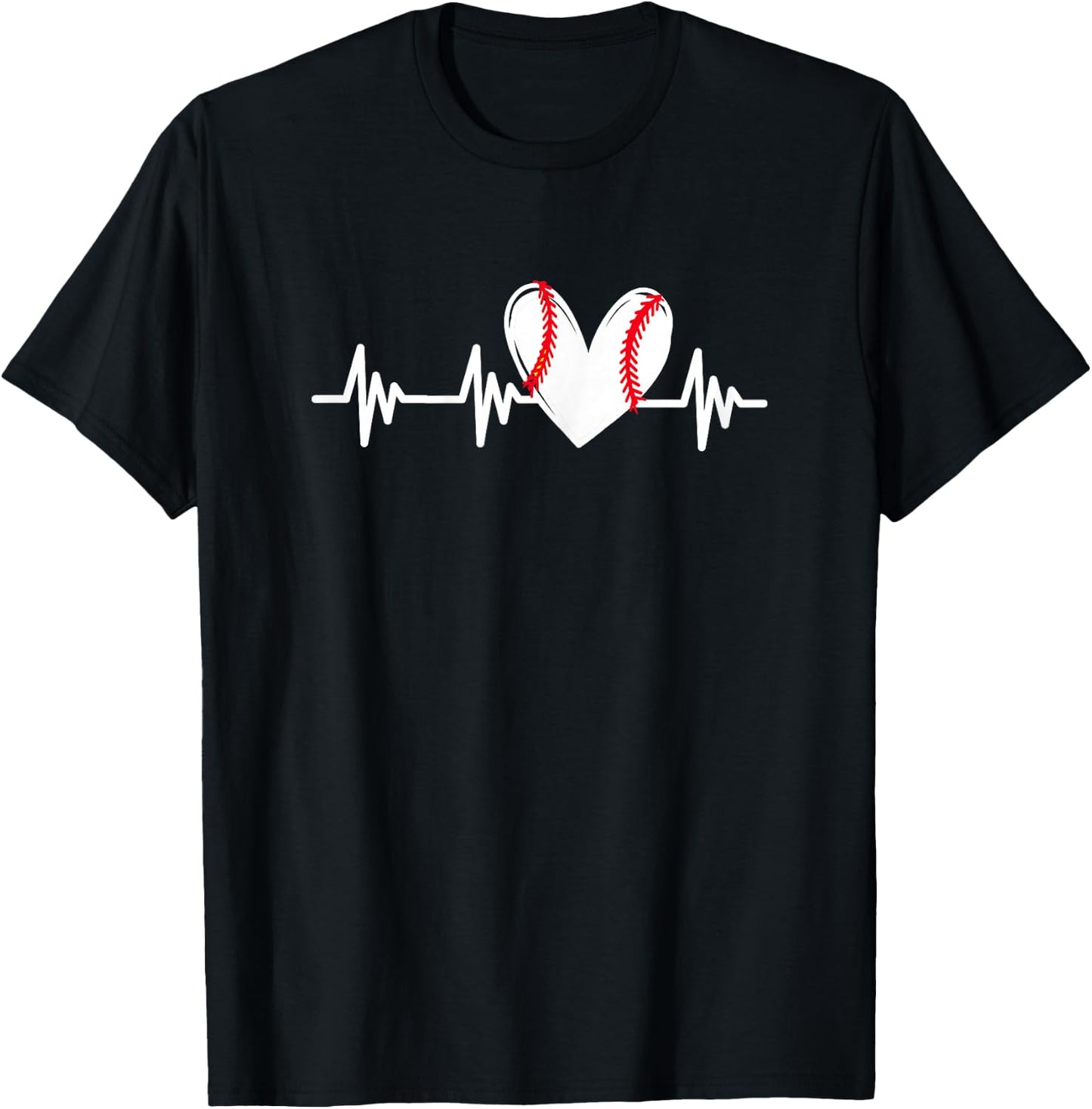 Heart Baseball Heartbeat Love Teens Tween Girls T-Shirt - T-Shirt | Black