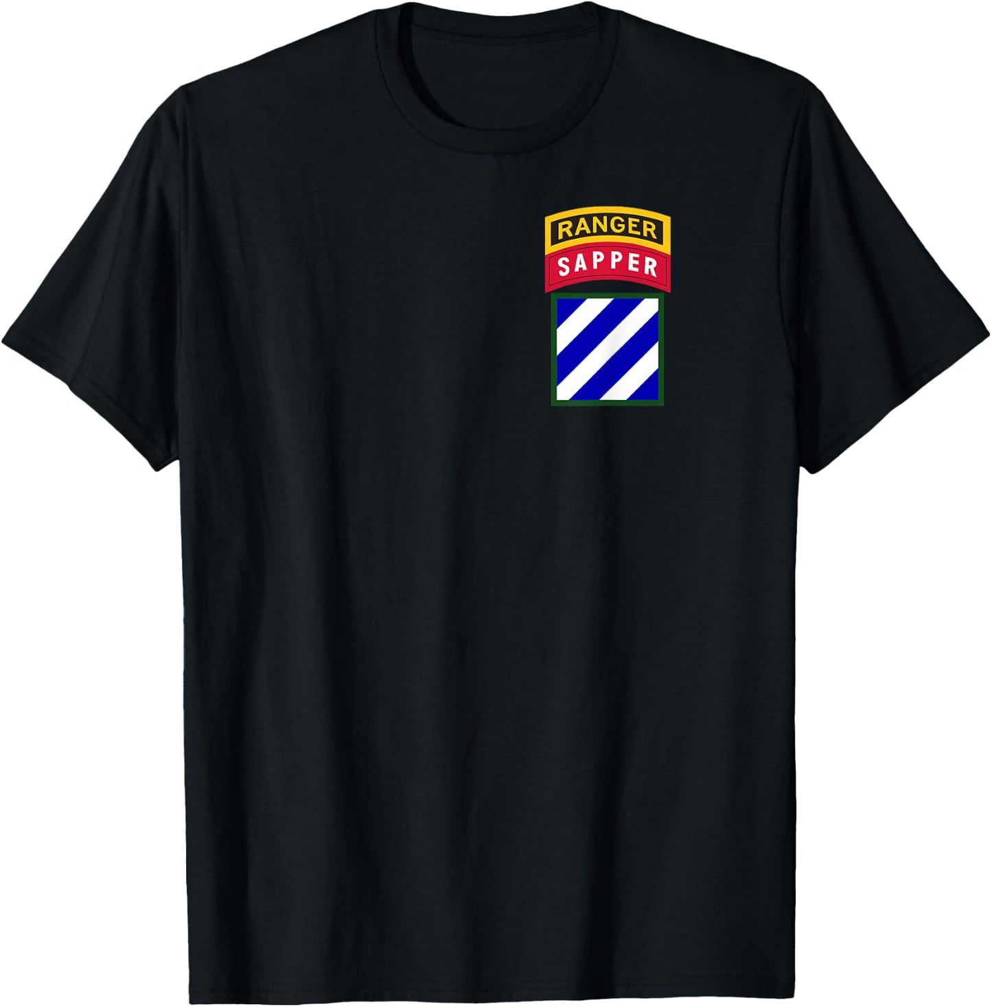 3rd Infantry Division Patch - 3rd ID Ranger and Sapper Tab T-Shirt - T-Shirt | Black