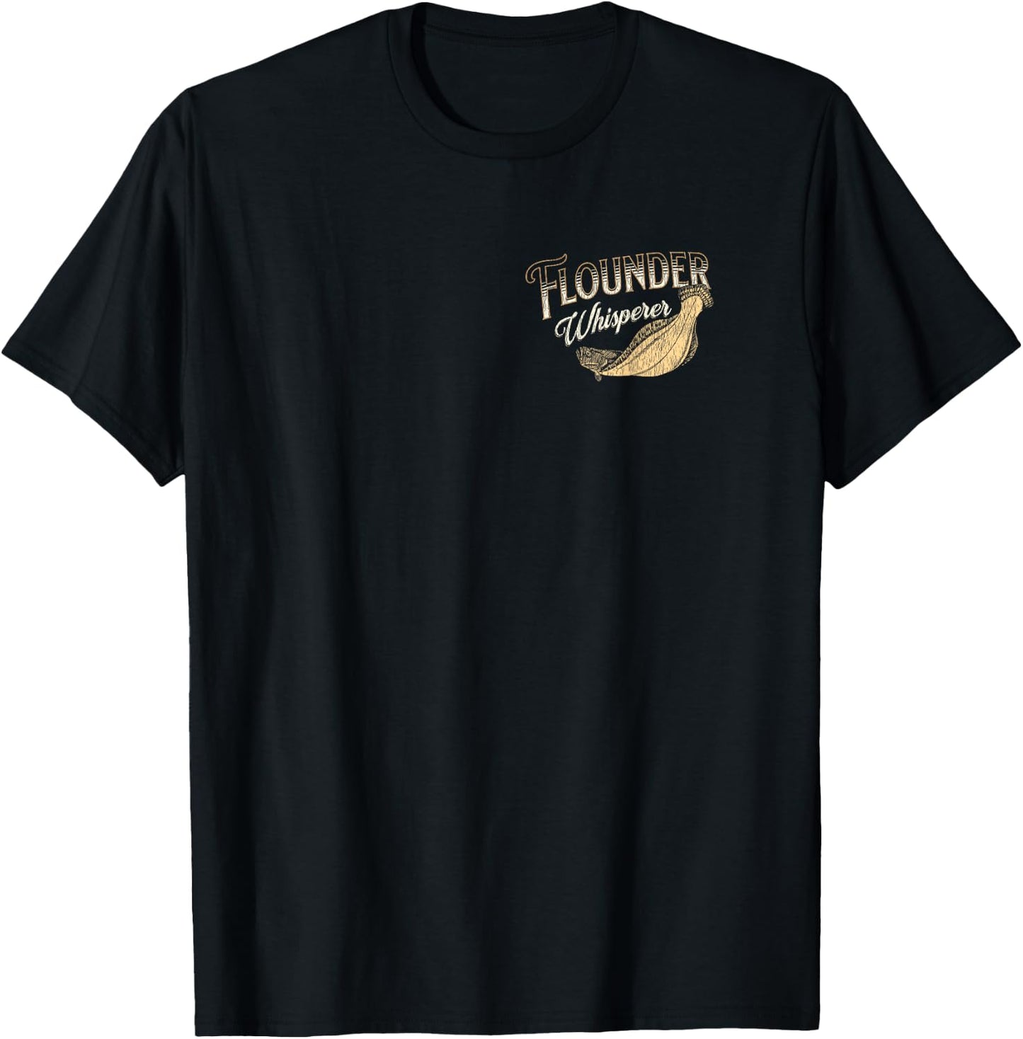 Flounder Gulf Coast Fishing Flounder Whisperer Vintage T-Shirt - T-Shirt | Black