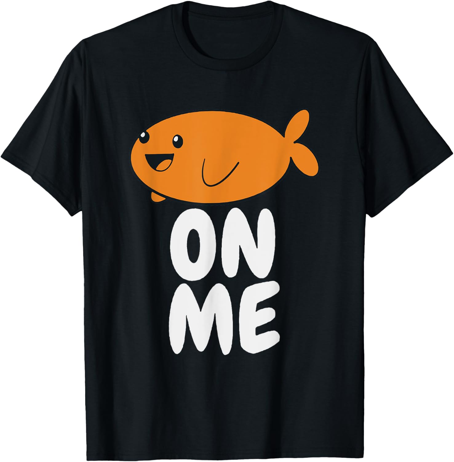 Gift Kids Fish On Me -Kids Black Cartoon Fish Small T-Shirt - T-Shirt | Black