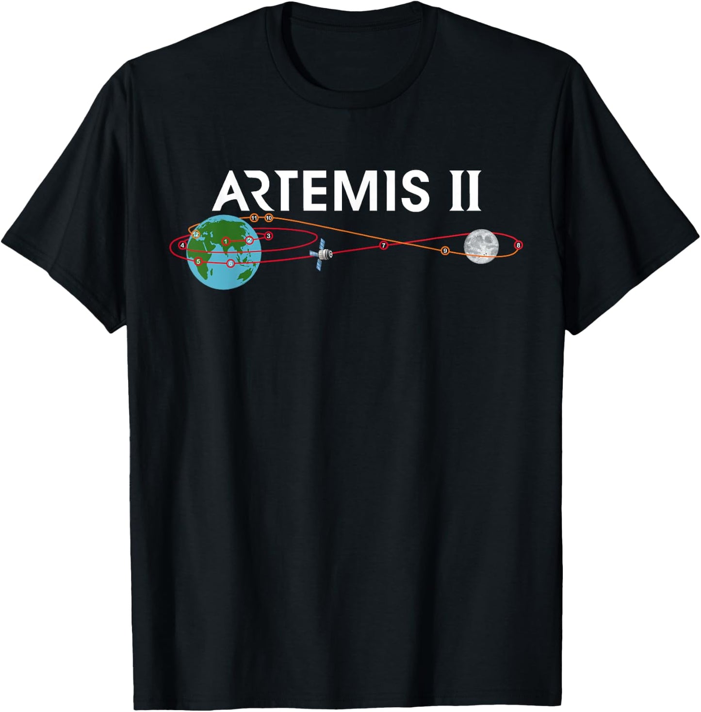 Artemis 2 Route Map SLS Rocket Launch Mission To The Moon T-Shirt - T-Shirt | Black