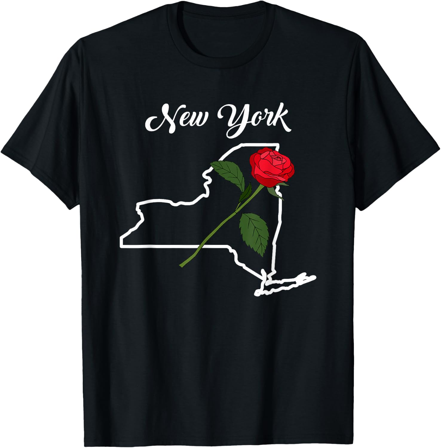 New York State Rose Flower T-Shirt - T-Shirt | Black