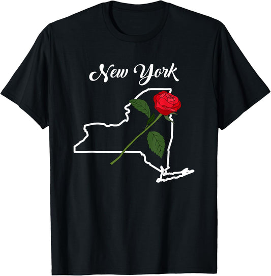 New York State Rose Flower T-Shirt - T-Shirt | Black