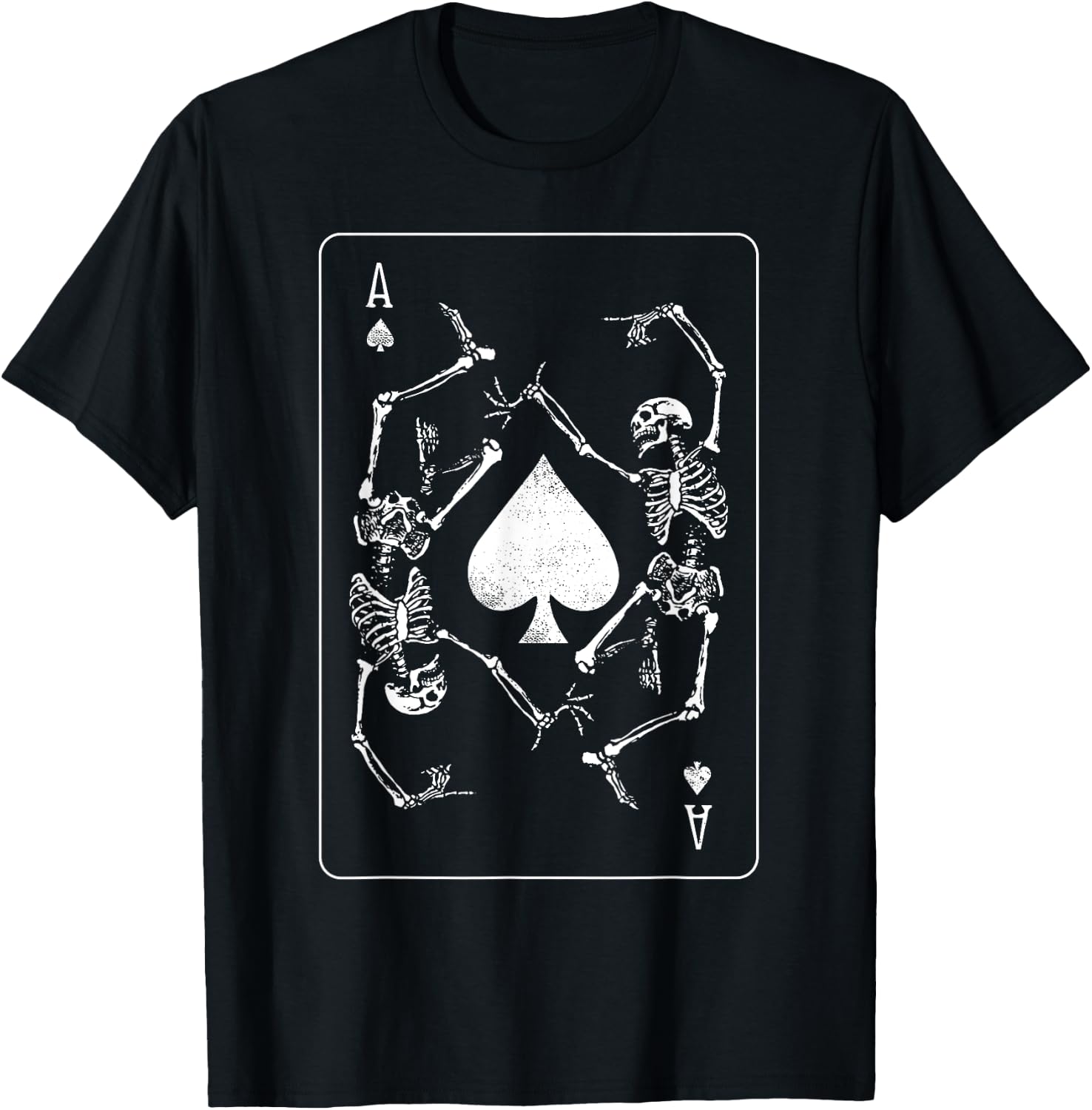 Goth Punk Ace Of Spades Card Shark Gambler Skeleton T-Shirt - T-Shirt | Black