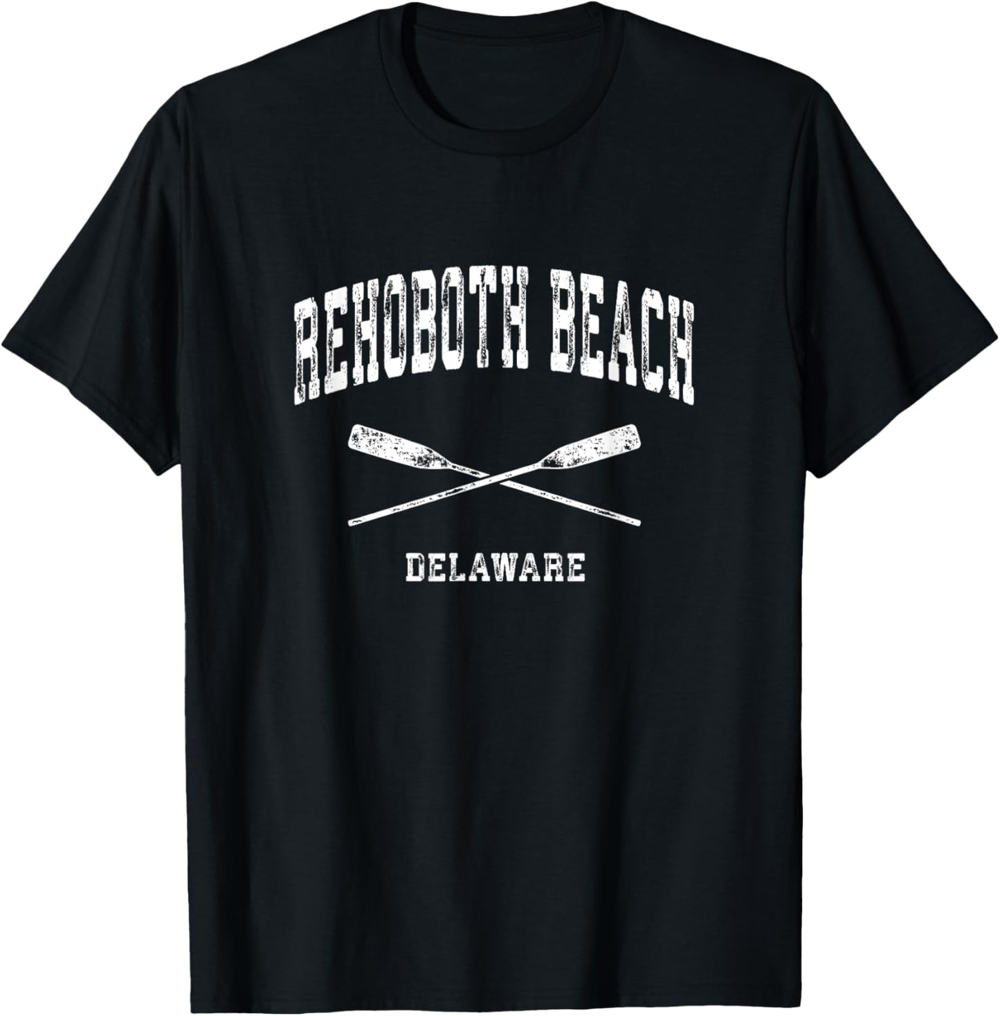 Rehoboth Beach Delaware Vintage Nautical Crossed Oars Women Girls Kids T-Shirt - T-Shirt | Black