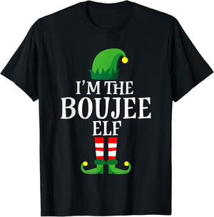 I'm The Boujee Elf Apparel, Funny Christmas Family Matching T-Shirt - T-Shirt | Black