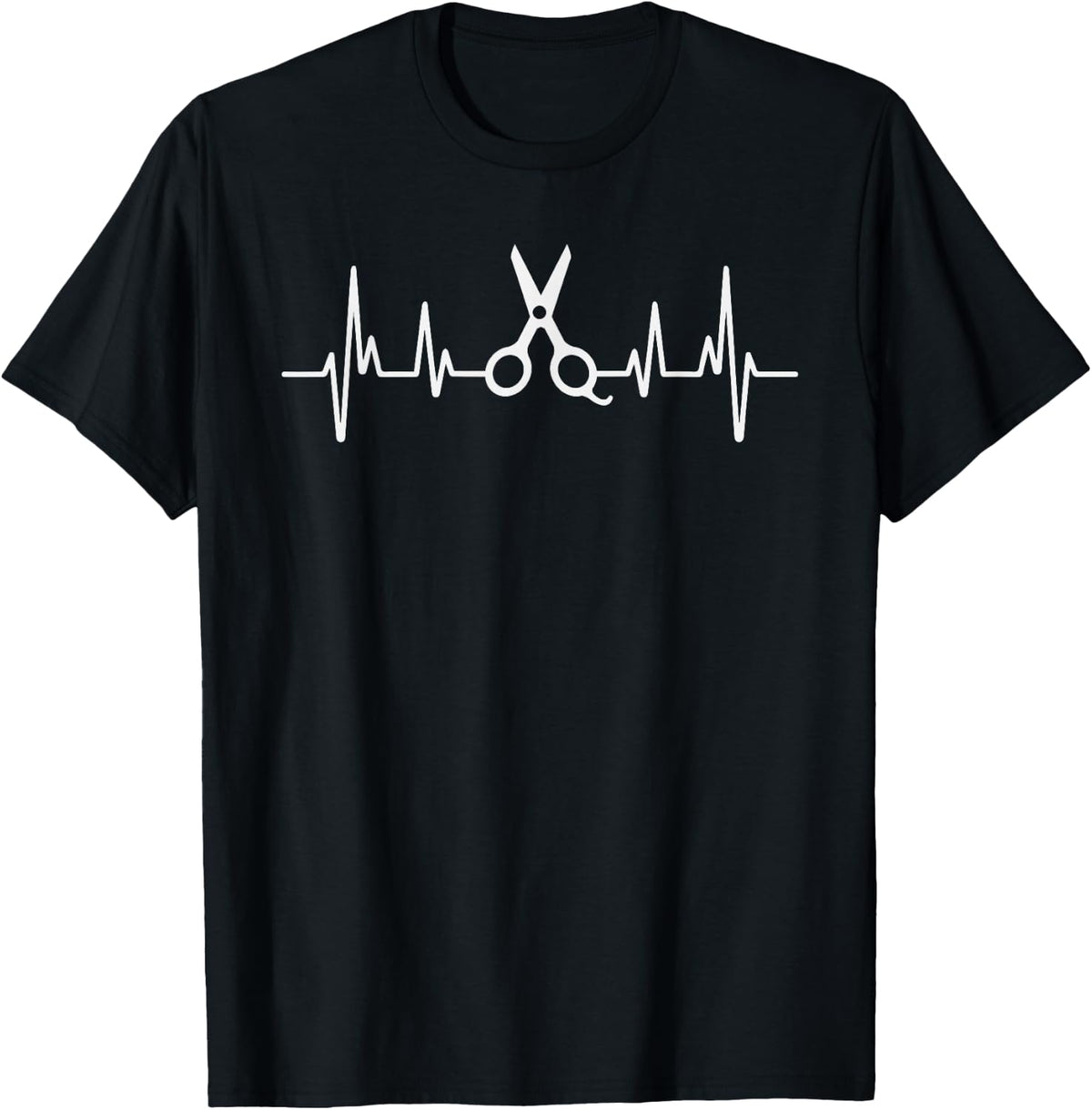 Hair Stylist Heartbeat Scissors EKG Pulse Line T-Shirt - T-Shirt | Black