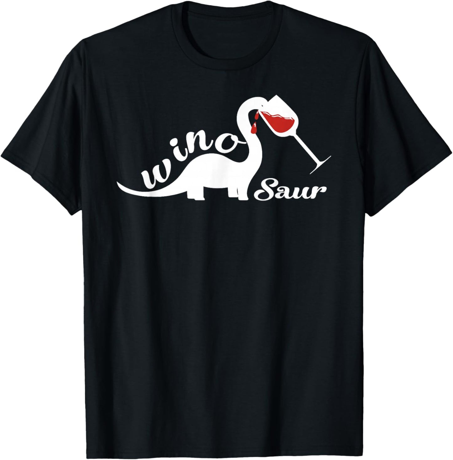 Winosaur Funny Wine Drinking Gifts Brontosaurus T-Shirt - T-Shirt | Black