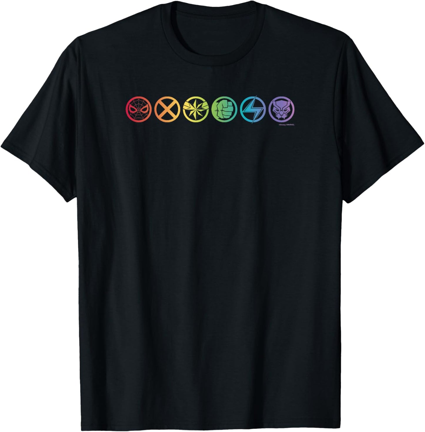 Marvel Group Shot Rainbow Logo Light Up T-Shirt - T-Shirt | Black