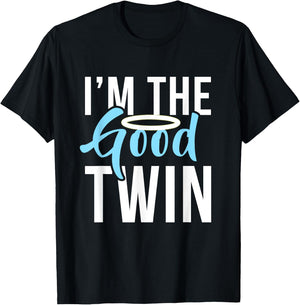 Funny The Good Bad Evil Twin Gift Im The Good Twin | Funny Halloween Horror T-Shirt - T-Shirt | Black