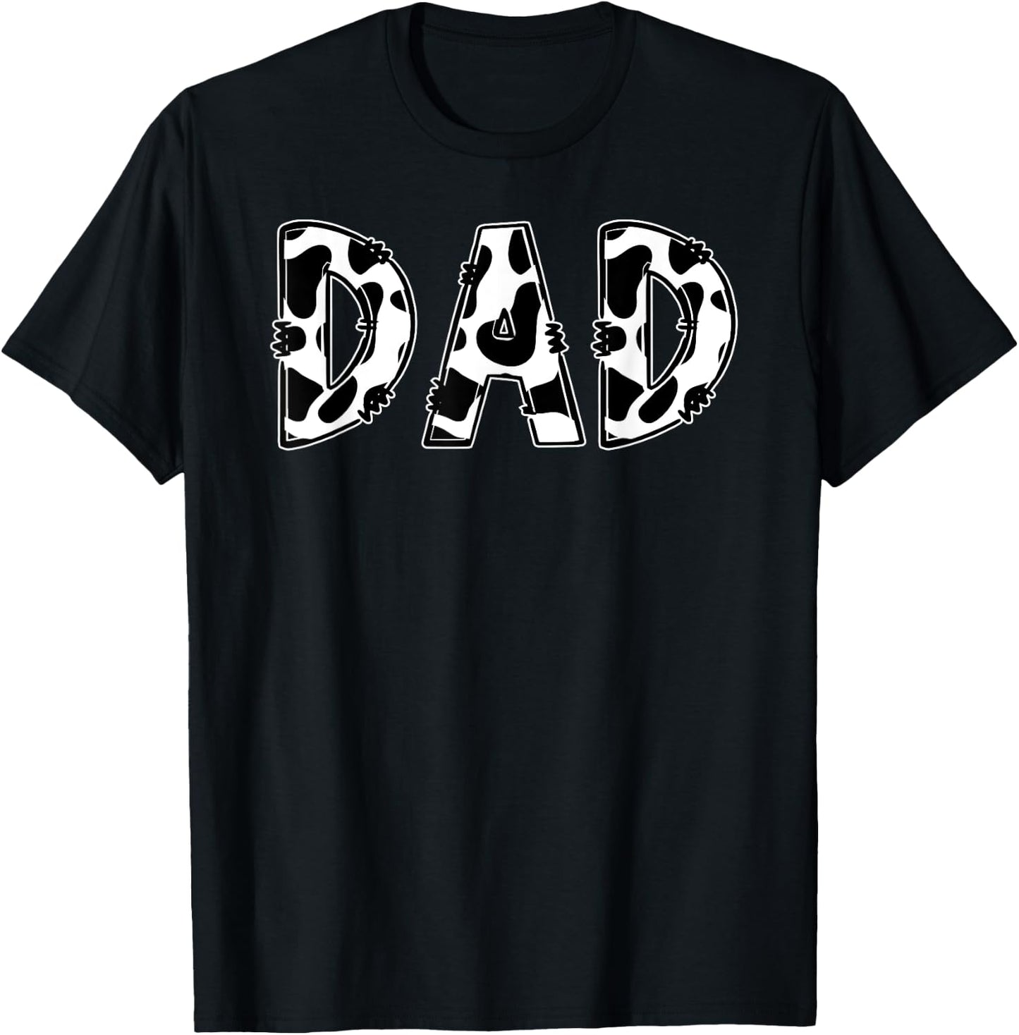 Dad Cow Print Aesthetic Farm Animal Pattern Farmer Cowboy T-Shirt - T-Shirt | Black
