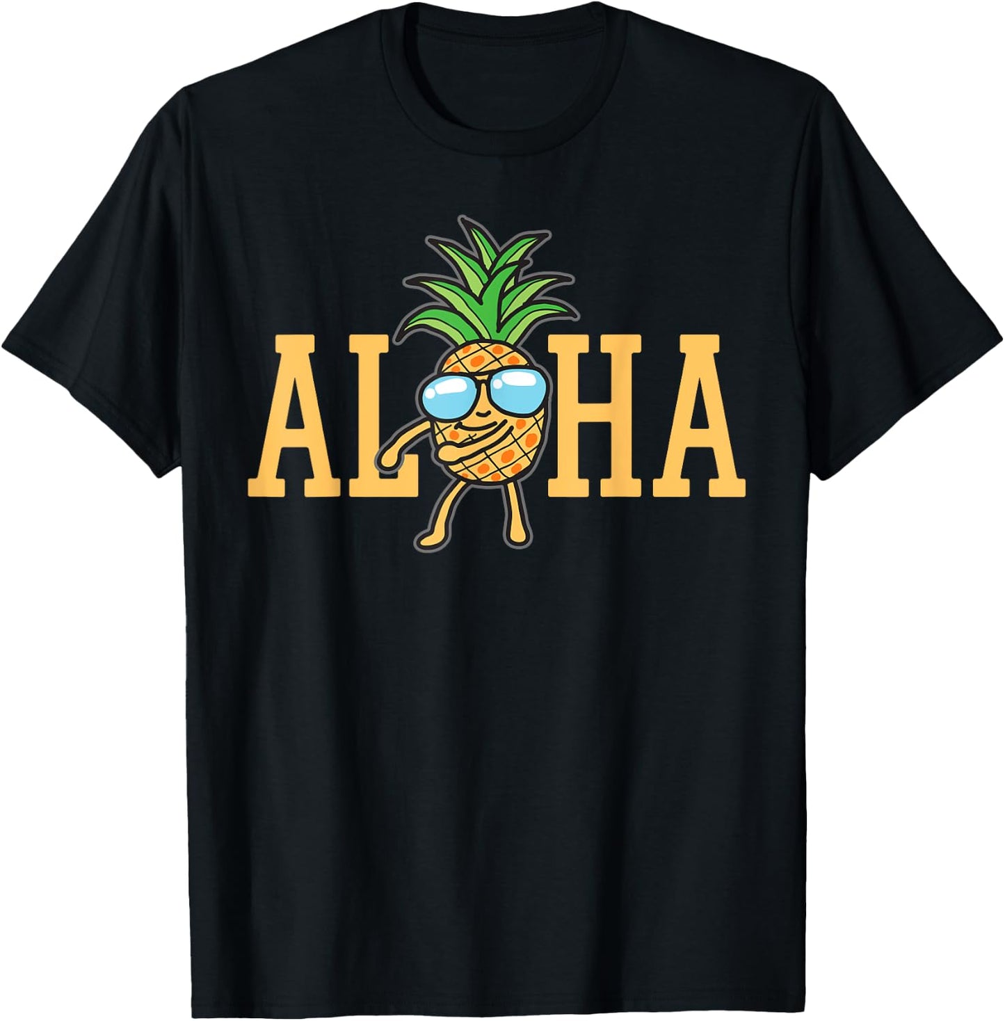 Hawaiian Shirt Aloha Floss Pineapple Hawaii Beach Men Women Kids T-Shirt - T-Shirt | Black