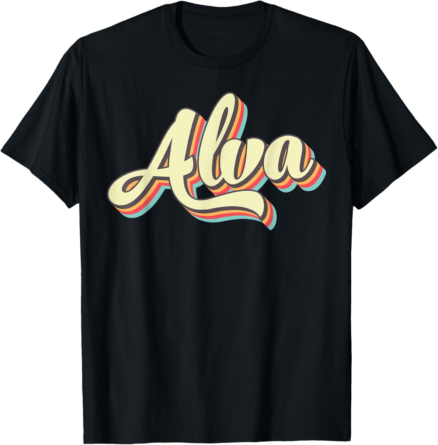 Alva Retro Art Baseball Font Vintage T-Shirt - T-Shirt | Black