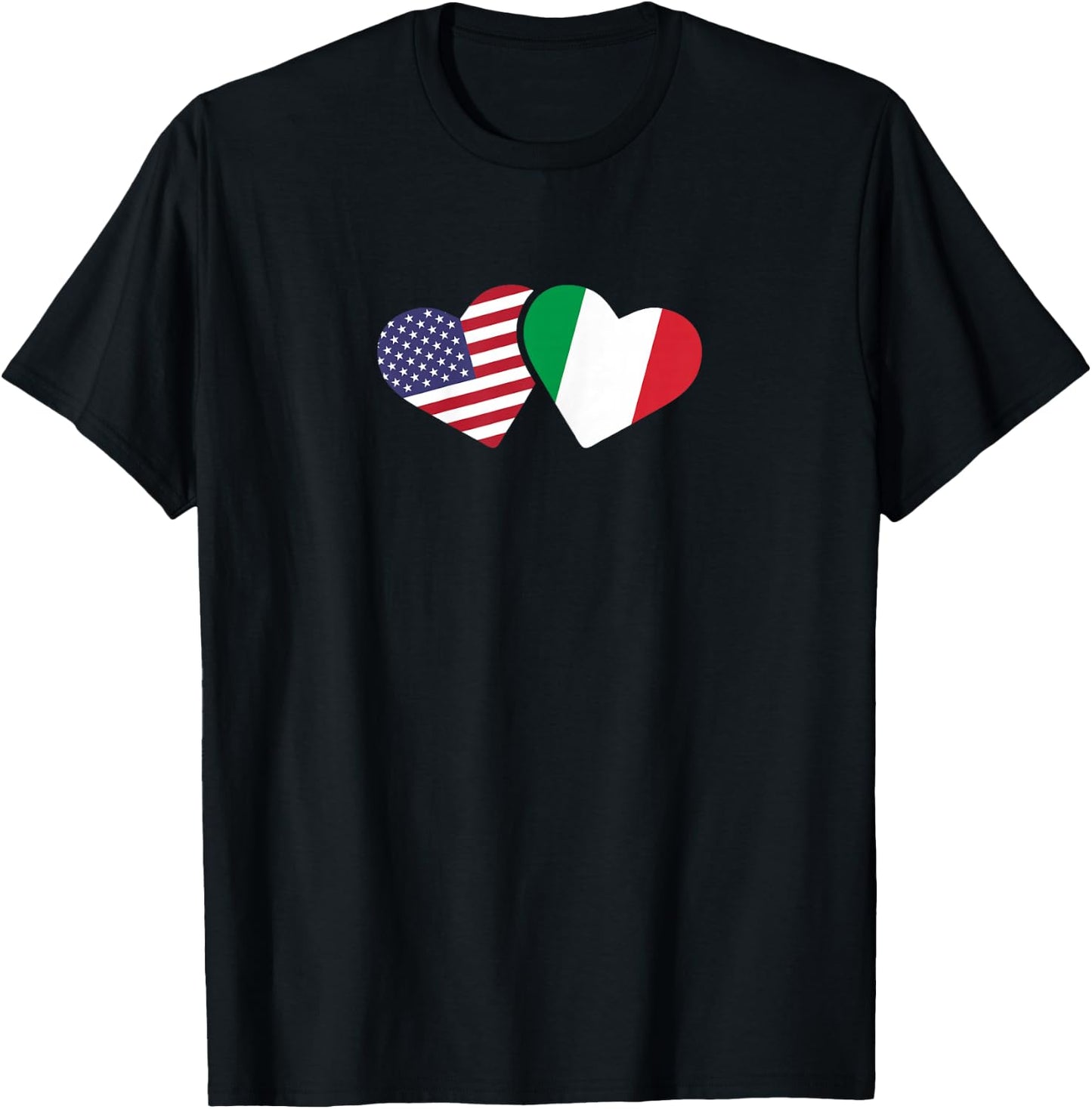 Italy USA Flag T Shirt Heart Italian American Love T-Shirt - T-Shirt | Black