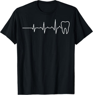 Dentists Dental Students Dental Hygienists Tooth Heartbeat T-Shirt - T-Shirt | Black
