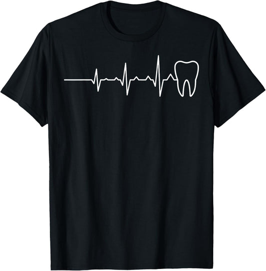Dentists Dental Students Dental Hygienists Tooth Heartbeat T-Shirt - T-Shirt | Black
