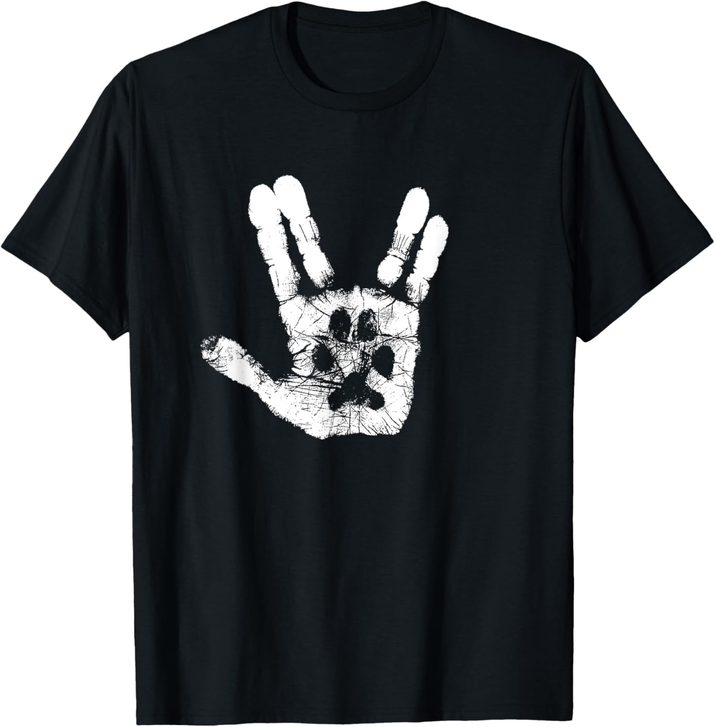 Hand & Paw Print - Animal Lover - Prosper & Live Long T-Shirt - T-Shirt | Black